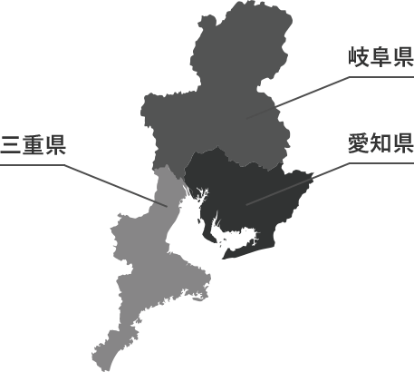 東海三県の地図